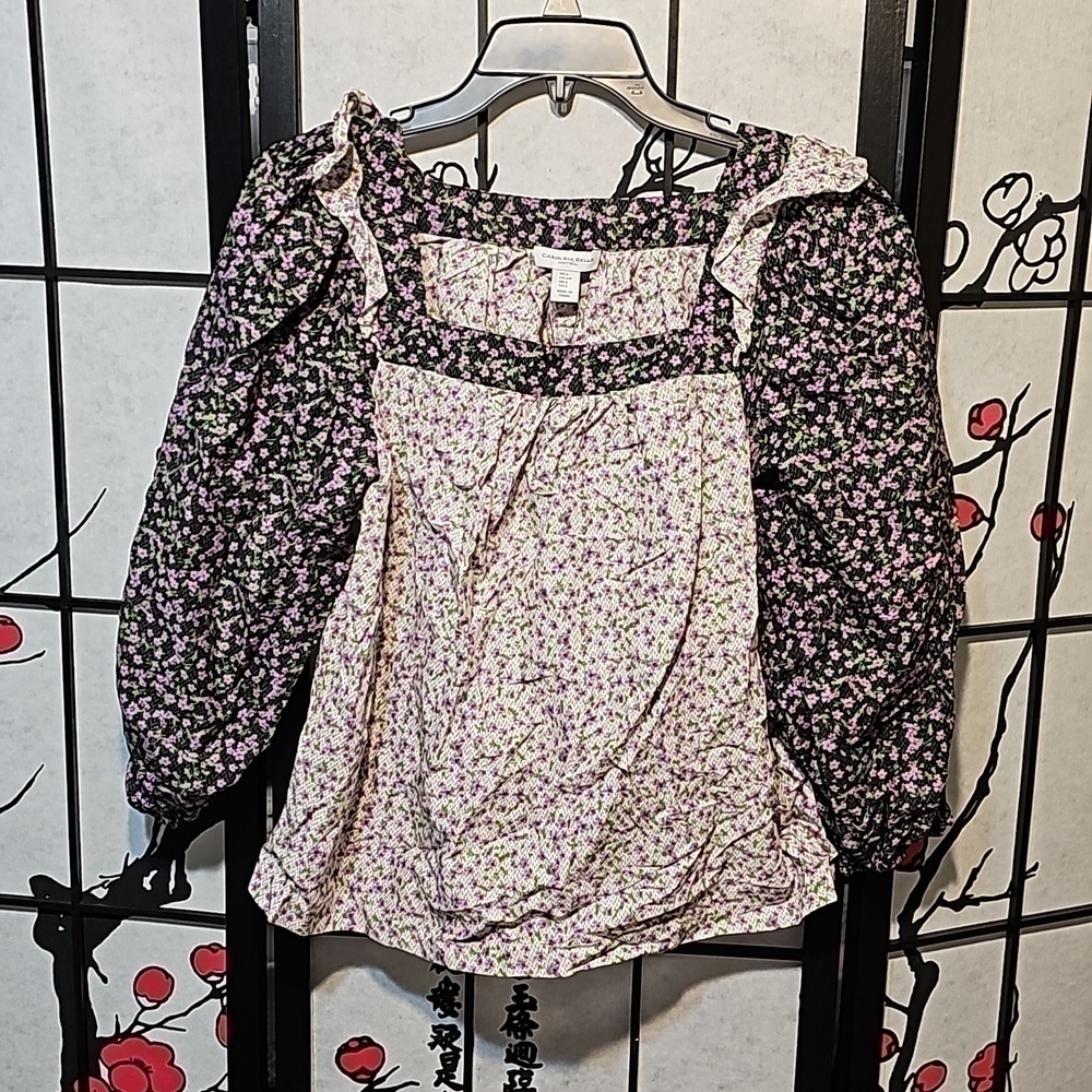 Carolina Belle Montreal Floral Blouse Size‎ Small NWT